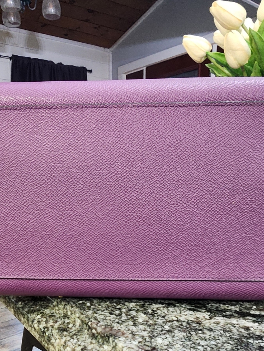 COACH City Tote Purple Saffiano Leather With Bow Scarf- 12×10×5 - Picture 3 of 6